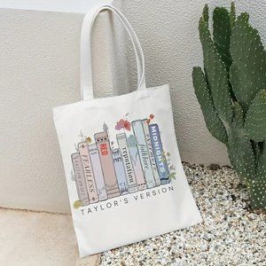 Taylor Swift Eras Tour Album Books Canvas Tote Bag Speak Now Midnights Folklore